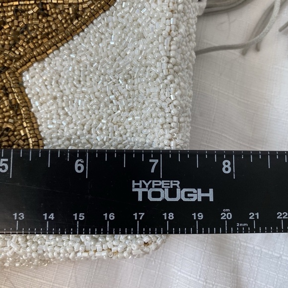 Tiana Beaded White with Gold Star Beaded Bag with Cross Body Strap - Picture 11 of 13